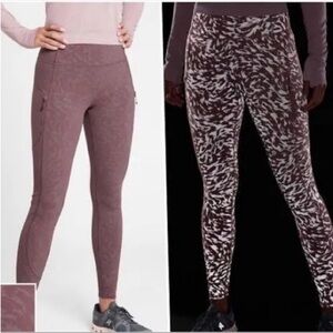 Athleta Rainier Reflective Printed Tight Lynx Smoked Almond Brown